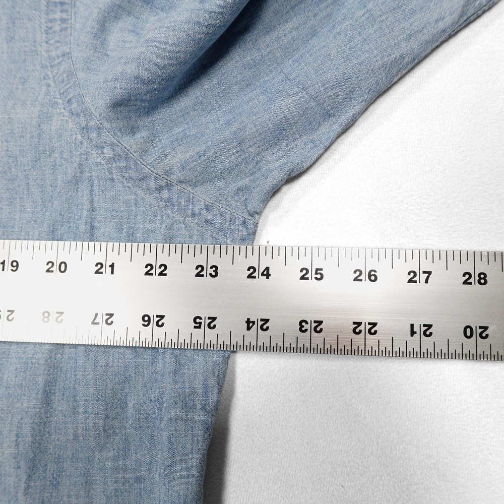 RALPH LAUREN Men's Size L Blue Cotton Chambray Button Down Long Sleeve Shirt - Picture 7 of 8